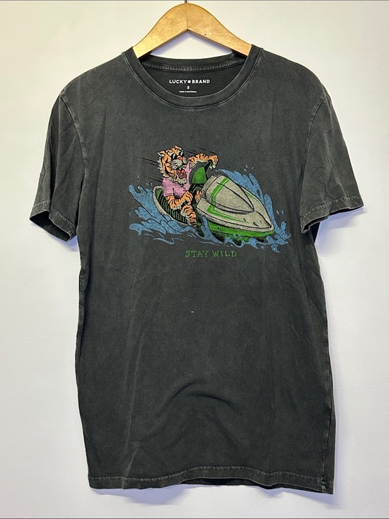 Lucky Brand Other - Lucky Brand Black Tee Ski Tiger Stay Wild size small